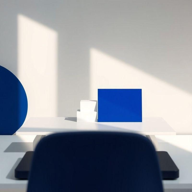 Minimalistički stol s tri kartice paketa u indigo paleti